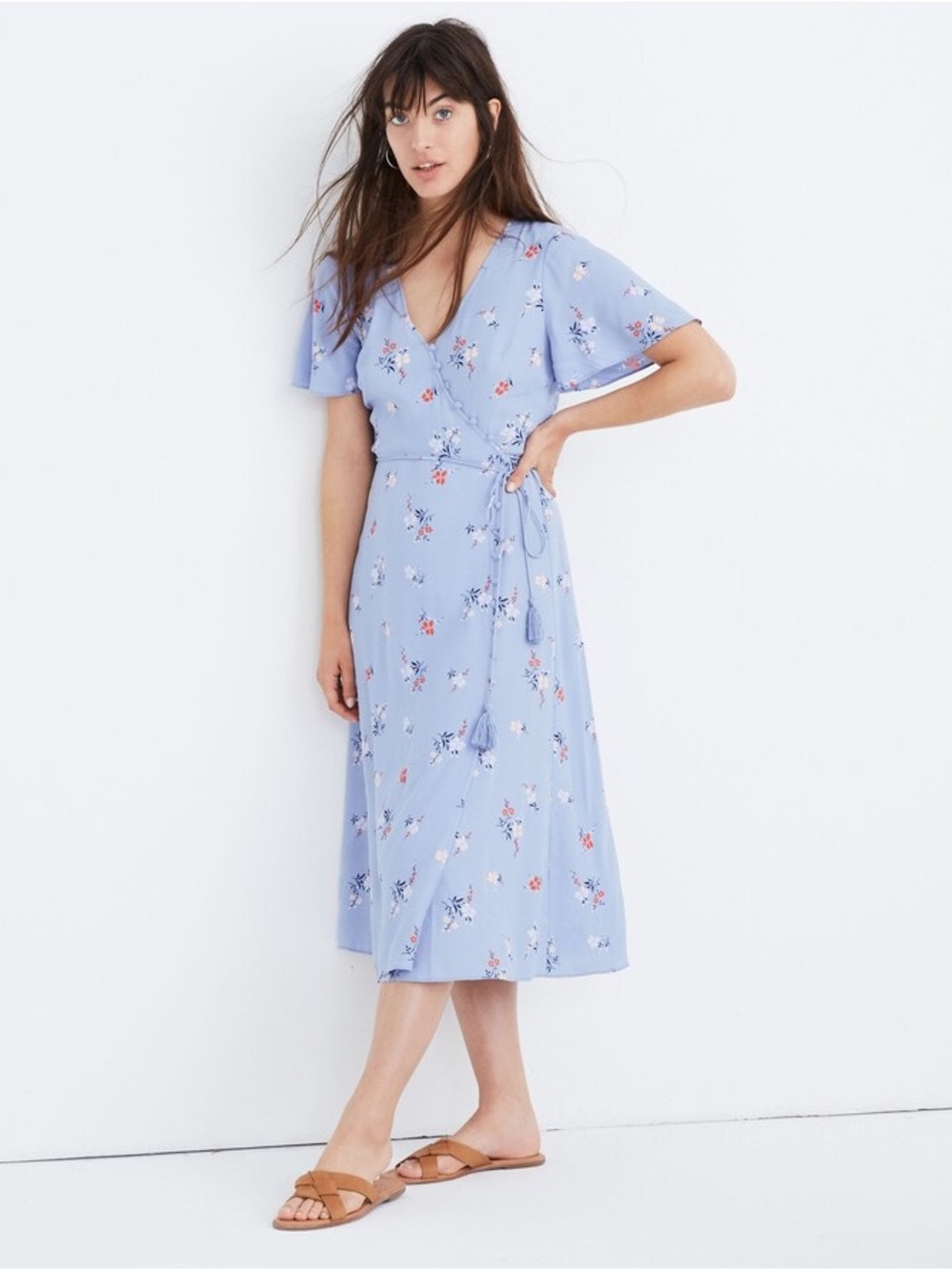 Button-Wrap Midi Dress in Aloha Floral